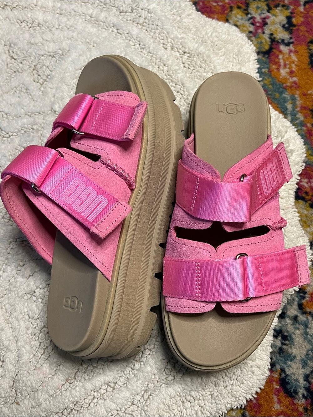 UGG Clem Chunky Platform Slide Sandals in Pink Bliss Size 8
